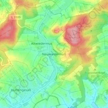 Topografische kaart Neuwiedermuß, hoogte, reliëf