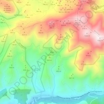 Topografische kaart Yeres, hoogte, reliëf