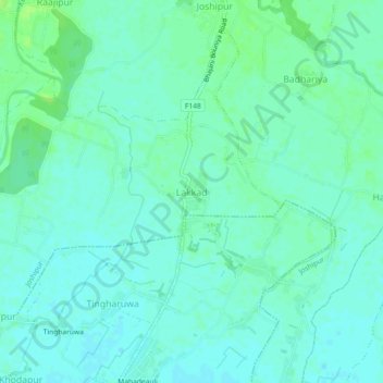 Topografische kaart Lakkad, hoogte, reliëf