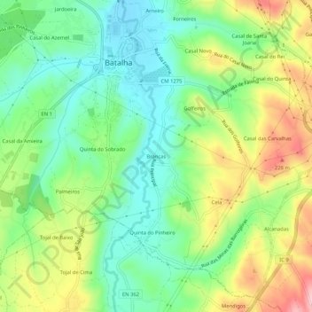 Topografische kaart Brancas, hoogte, reliëf