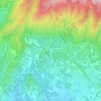 Topografische kaart Leis Ardoins, hoogte, reliëf