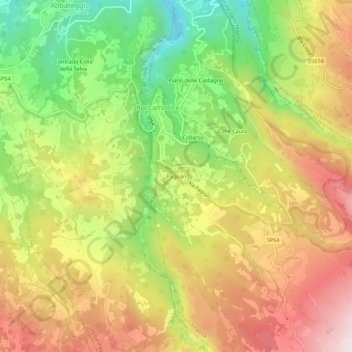 Topografische kaart Pagliari, hoogte, reliëf