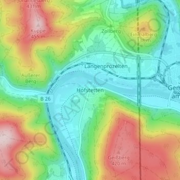 Topografische kaart Hofstetten, hoogte, reliëf