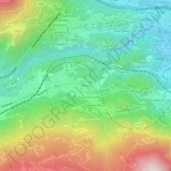 Topografische kaart Mollare, hoogte, reliëf