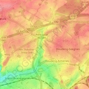 Topografische kaart Bignault, hoogte, reliëf