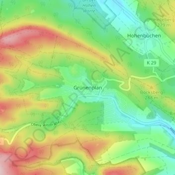 Topografische kaart Grünenplan, hoogte, reliëf