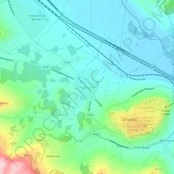 Topografische kaart Sferracavallo, hoogte, reliëf