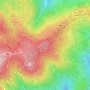 Topografische kaart Klingenkopf, hoogte, reliëf