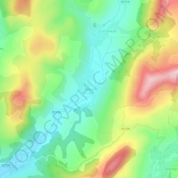 Topografische kaart Aldea, hoogte, reliëf