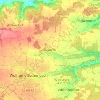 Topografische kaart Reutern, hoogte, reliëf