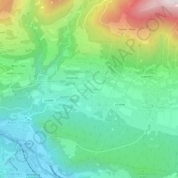 Topografische kaart Issengo, hoogte, reliëf
