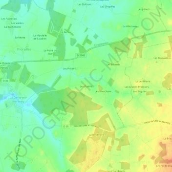 Topografische kaart Les Dupins, hoogte, reliëf