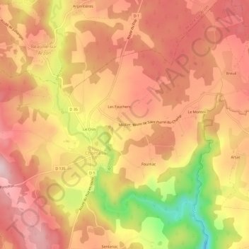 Topografische kaart Miollet, hoogte, reliëf