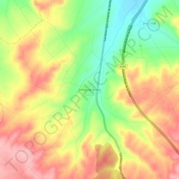 Topografische kaart Peleas de Arriba, hoogte, reliëf