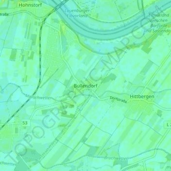 Topografische kaart Bullendorf, hoogte, reliëf