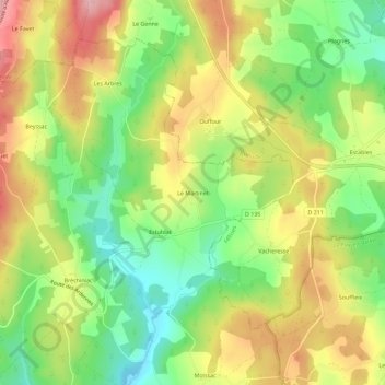 Topografische kaart Le Martinet, hoogte, reliëf