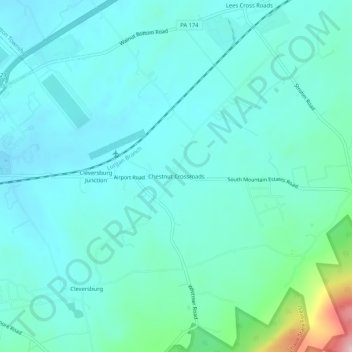 Topografische kaart Chestnut Crossroads, hoogte, reliëf
