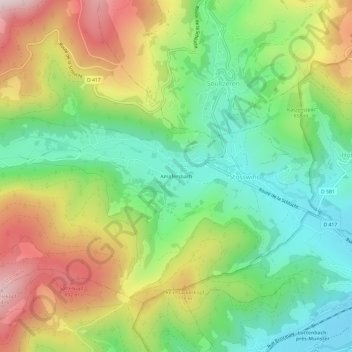 Topografische kaart Ampfersbach, hoogte, reliëf