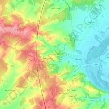Topografische kaart Chez Bertit, hoogte, reliëf