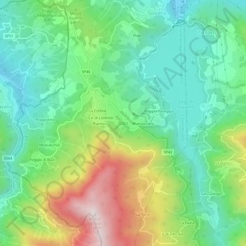 Topografische kaart Badi, hoogte, reliëf