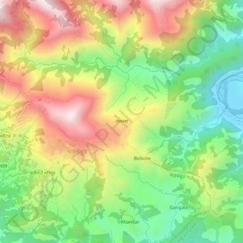 Topografische kaart Larumba, hoogte, reliëf