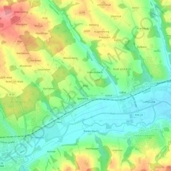 Topografische kaart Nagl, hoogte, reliëf