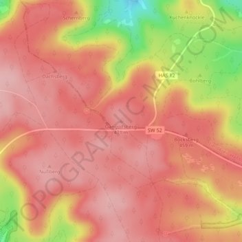 Topografische kaart Gangolfsberg, hoogte, reliëf