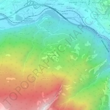 Topografische kaart Pery, hoogte, reliëf
