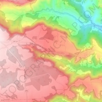 Topografische kaart Vetriolo, hoogte, reliëf