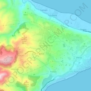 Topografische kaart Faro Superiore, hoogte, reliëf