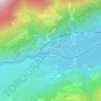 Topografische kaart Kastelbell, hoogte, reliëf