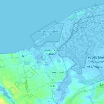 Topografische kaart Wendtorfer-Strand, hoogte, reliëf