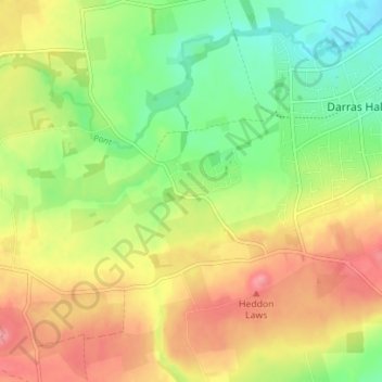 Topografische kaart Medburn, hoogte, reliëf