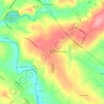 Topografische kaart Woxall, hoogte, reliëf