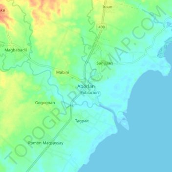 Topografische kaart Aborlan, hoogte, reliëf
