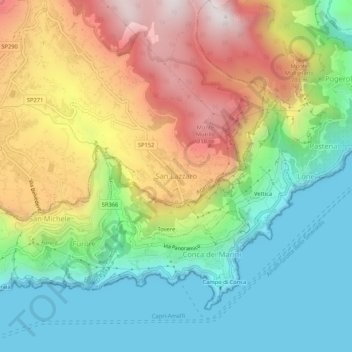 Topografische kaart San Lazzaro, hoogte, reliëf