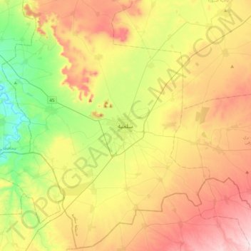 Topografische kaart As-Salamiye, hoogte, reliëf