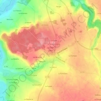 Topografische kaart Le Bois, hoogte, reliëf