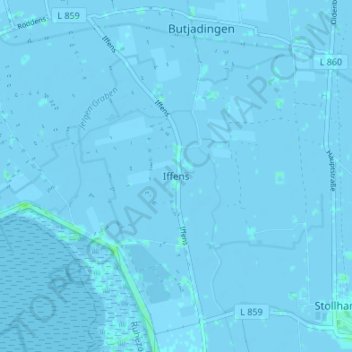 Topografische kaart Iffens, hoogte, reliëf