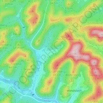 Topografische kaart Kehlenhof, hoogte, reliëf