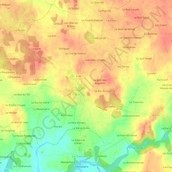 Topografische kaart Moureul, hoogte, reliëf