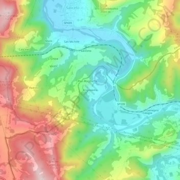 Topografische kaart Brignoletta, hoogte, reliëf