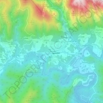 Topografische kaart La Trivalle, hoogte, reliëf