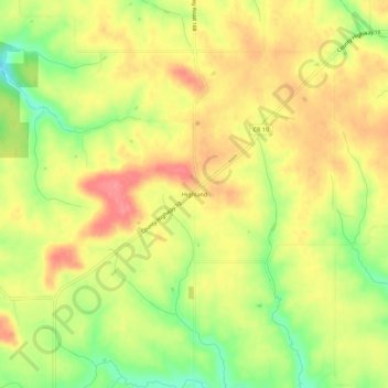 Topografische kaart Highland, hoogte, reliëf