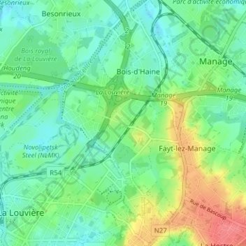 Topografische kaart Les Prés Corbeaux, hoogte, reliëf