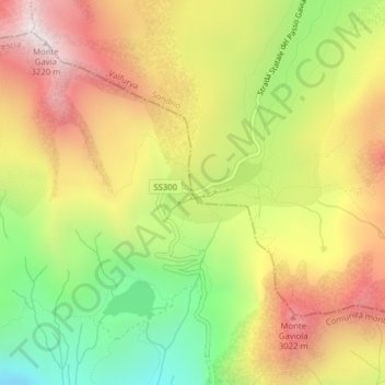 Topografische kaart Passo di Gavia, hoogte, reliëf