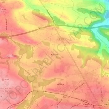 Topografische kaart Bas Pied, hoogte, reliëf