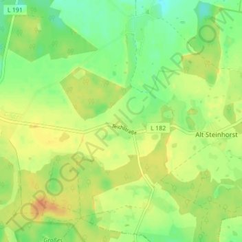 Topografische kaart Carlsruhe, hoogte, reliëf