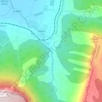 Topografische kaart Fuente de la tejera, hoogte, reliëf