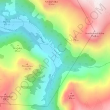 Topografische kaart Fonn, hoogte, reliëf